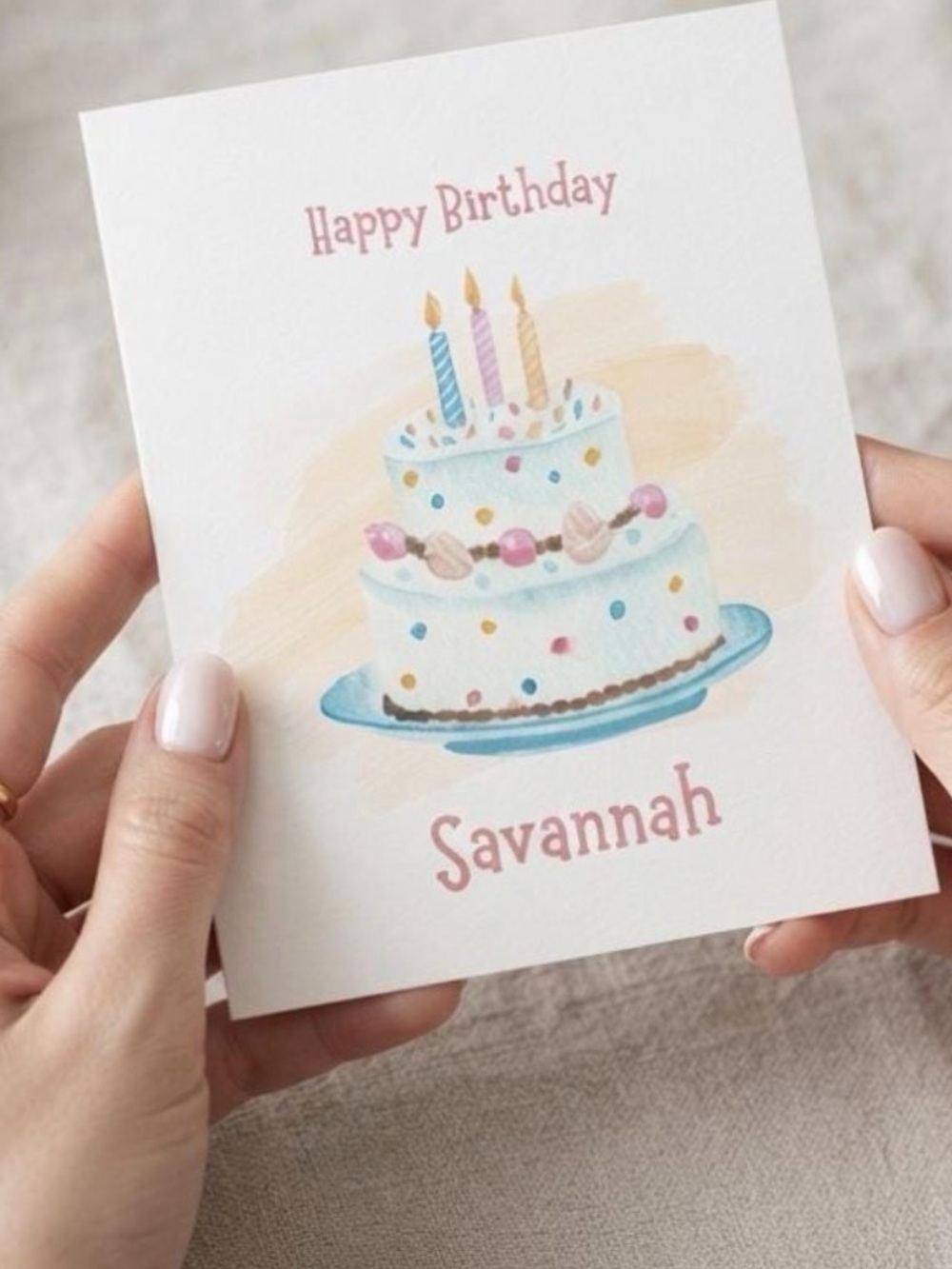 Personalized Birthday Card | Custom Name Greeting Card | Handmade Blank Inside